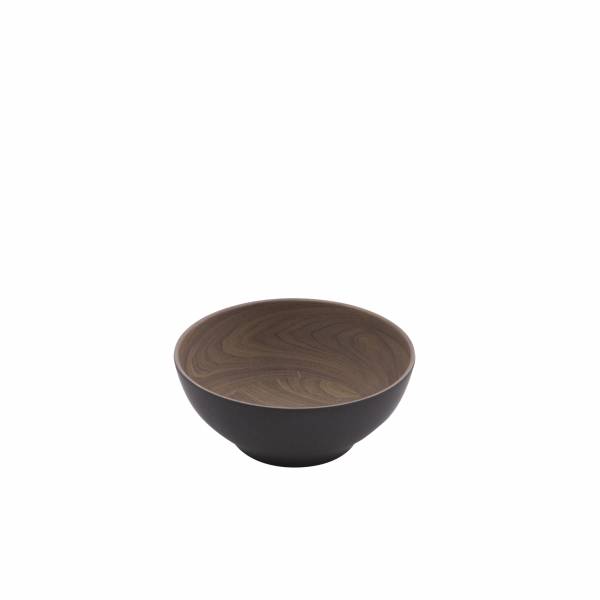 kom uit bamboevezel met houtlook bruin en zwart Ø 15cm kom uit bamboevezel met houtlook bruin en zwart Ø 15cm