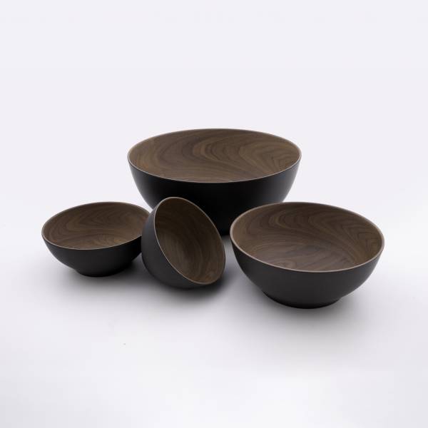 kom uit bamboevezel met houtlook bruin en zwart Ø 15cm kom uit bamboevezel met houtlook bruin en zwart Ø 15cm