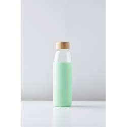 Point-Virgule Glazen fles met silicone sleeve muntgroen 580ml