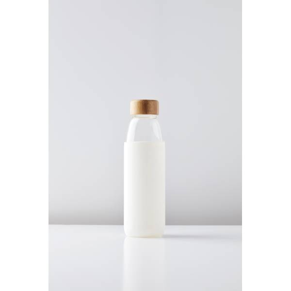 Glazen fles met silicone sleeve wit 580ml 