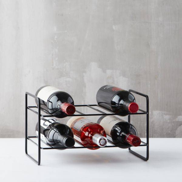 Wire wijnrek voor 6 flessen zwart 31.8x23.4x18.5cm 