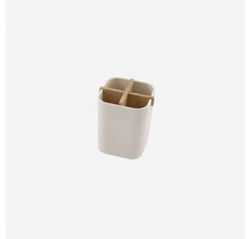 Boîte avec 4 compartiments en fibre de bambou blanc cassé 8x8x10.5cm  Point-Virgule