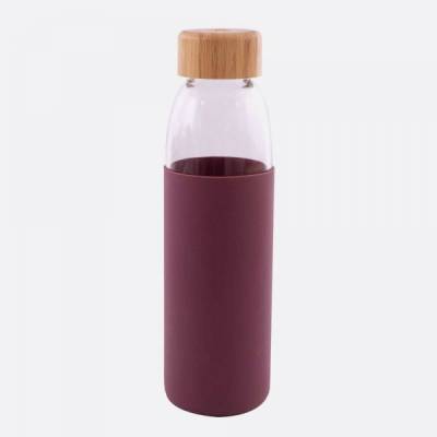 Glazen fles met silicone sleeve wijnrood 580ml  Point-Virgule
