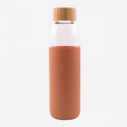 Glazen fles met silicone sleeve koper 580ml 