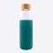 Glazen fles met silicone sleeve petrolgroen 580ml 