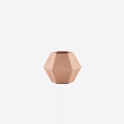 Vase géométrique en fibre de bambou rose poudré 10.8x9.5x8cm  Point-Virgule