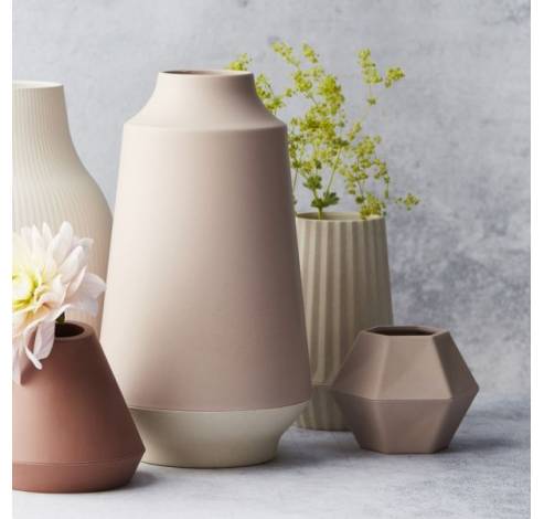 Vase géométrique en fibre de bambou rose poudré 10.8x9.5x8cm  Point-Virgule
