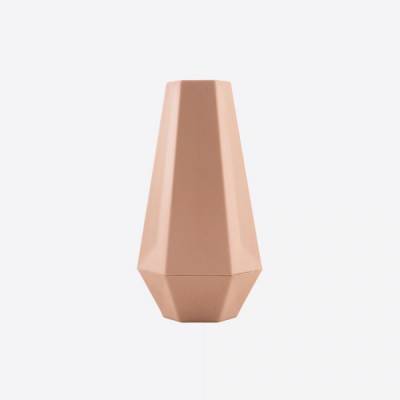 Vase géométrique en fibre de bambou rose poudré 10.8x9.5x20cm  Point-Virgule