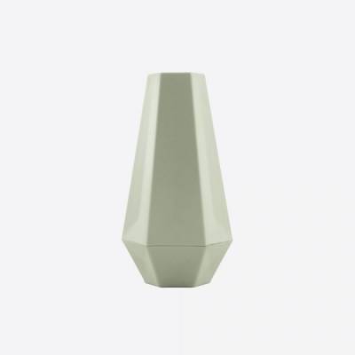 Vase géométrique en fibre de bambou vert sauge 10.8x9.5x20cm  Point-Virgule