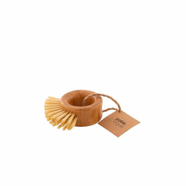 Schuurborstel met ringvormig handvat uit bamboe 9x8x3.5cm 
