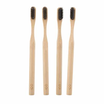 Set de 4 brosses à dents en bambou avec poils imprégnés de charbon 19cm  Point-Virgule