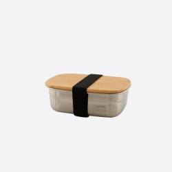 Lunchbox uit rvs met deksel uit bamboe 450ml 