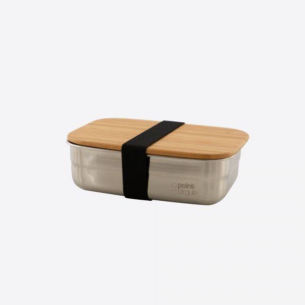 Lunchbox uit rvs met deksel uit bamboe 650ml 