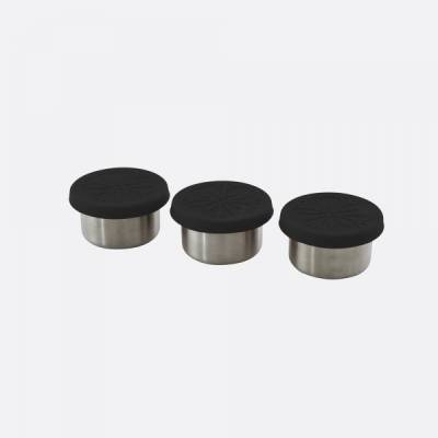 Set de 3 boîtes de conservation en inox avec couvercle en silicone noir 60ml  Point-Virgule