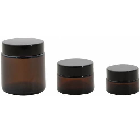 Set van 3 cosmetica potjes uit glas amber 20, 30 & 100ml  Point-Virgule