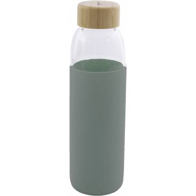 Bouteille en verre avec manchon en silicone vert sauge 580ml  Point-Virgule