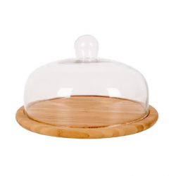 Point-Virgule Plateau à fromage en bambou avec cloche en verre ø 30cm FSC  