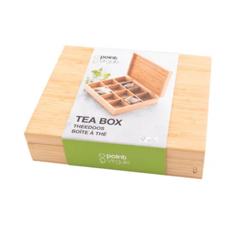 Boîte à thé en bambou avec 12 compartiments FSC®  Point-Virgule