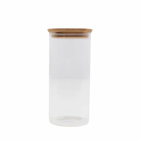 Glazen voorraadpot met bamboe deksel 1.4L 