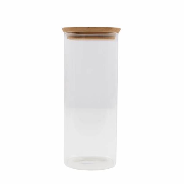 Glazen voorraadpot met bamboe deksel 1.9L 