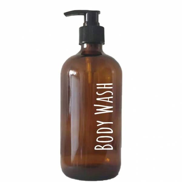 Boston fles uit glas met pomp amber Body Wash 500ml 