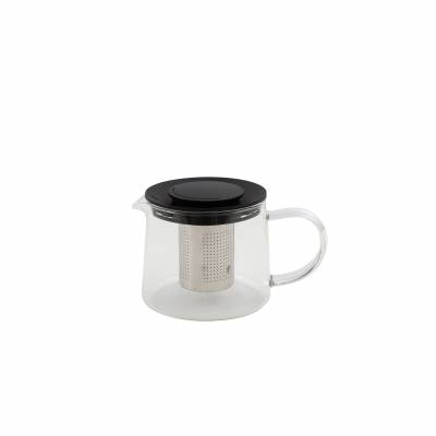Théière en verre avec infuseur à thé en inox noir 600ml  Point-Virgule