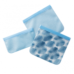 Set van 3 herbruikbare ziplock zakken uit Peva blauw 