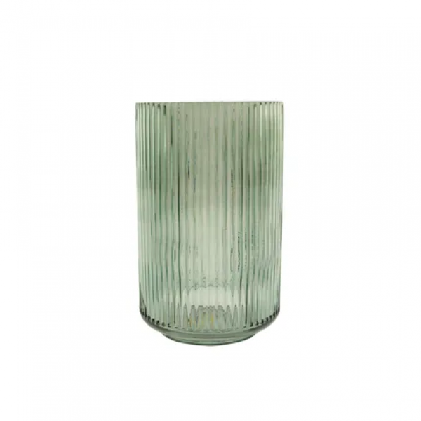 vaas uit glas groen Ø 12cm H 19.3cm 
