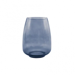 Point-Virgule vase en verre bleu Ø 18.5cm H 24.5cm 