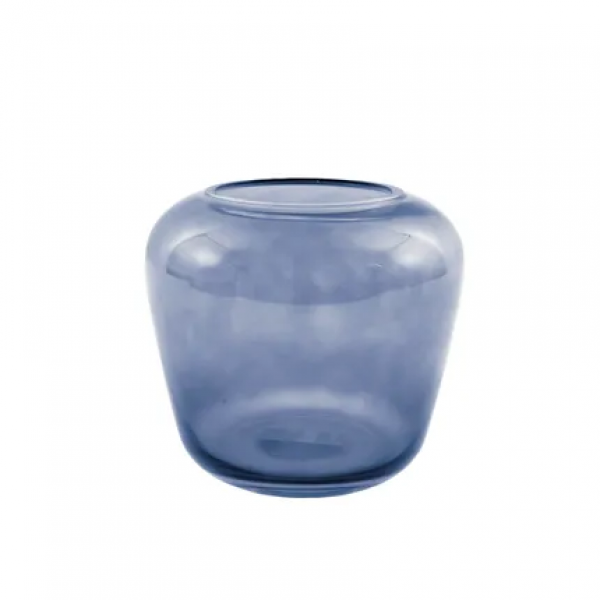 vaas uit glas blauw Ø 20cm H 18cm 