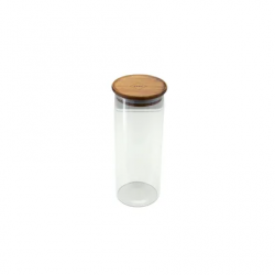 Glazen voorraadpot met deksel uit acaciahout 1.1L Point-Virgule