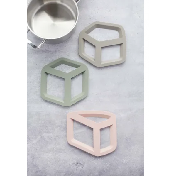 3D panonderzetter uit silicone kubus groen 
