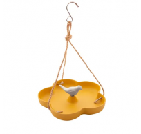 vogelbad/voederschaal voor vogels uit bamboevezel okergeel 23.3x22.7x3.5cm 