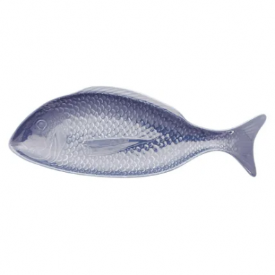 écaille de poisson en céramique bleu 40x14cm 
