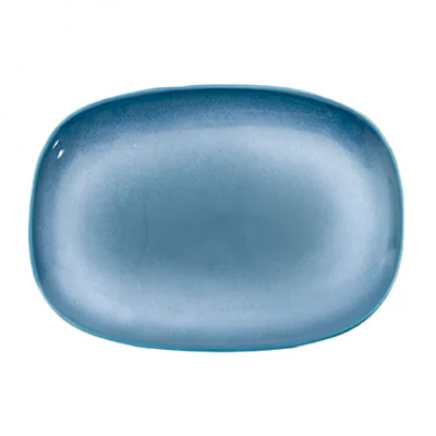 serveerschotel uit aardewerk blauw 35x26cm  Point-Virgule