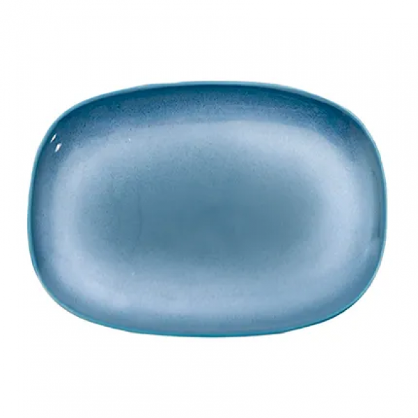 Point-Virgule serveerschotel uit aardewerk blauw 35x26cm