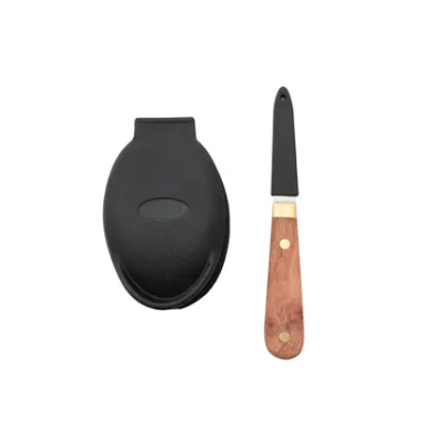 set de 2 pièces couteau et protège-main pour huîtres en bois et inox 16x2.5x1.5cm  Point-Virgule
