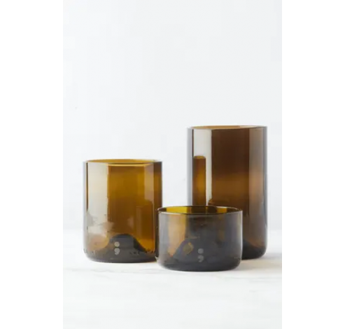 set van 4 glazen uit upcycled glas olijfgroen 350ml  Point-Virgule