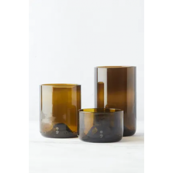 set van 4 glazen uit upcycled glas olijfgroen 350ml 