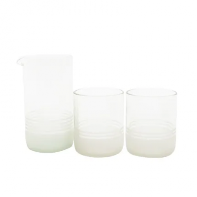 set van karaf 450 ml en 2 glazen 250ml uit upcycled glas helder  Point-Virgule