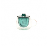 tasse à thé avec filtre en verre borosilicaté et mat. synth. bleu 300ml 