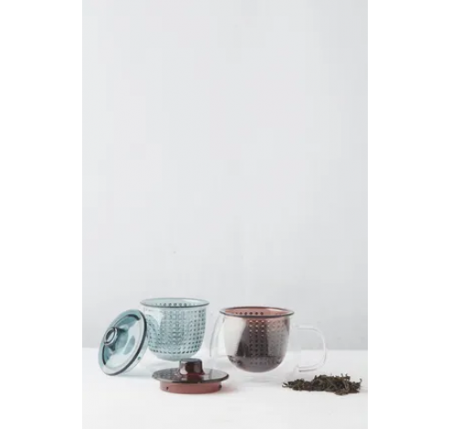theemok met filter uit borosilicaatglas en kunststof aubergine 300ml  Point-Virgule