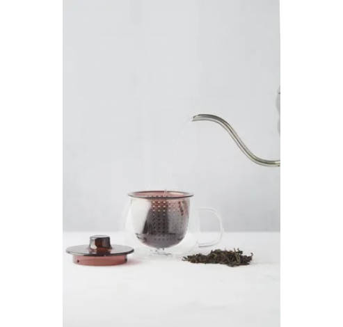 tasse à thé avec filtre en verre borosilicaté et mat. synth. aubergine 300ml  Point-Virgule