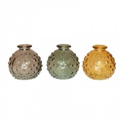 mini-vase en verre de couleur assortie (jaune, vert ou gris) Ø 8cm H 8cm  Point-Virgule