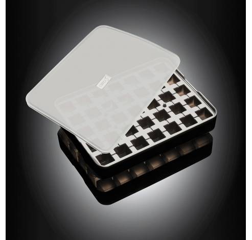 Ijsblokjesvorm uit silicone kubus met deksel zwart 2x2cm  Lurch