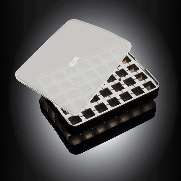 Ijsblokjesvorm uit silicone kubus met deksel zwart 2x2cm 