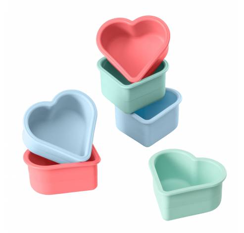 Lurch Flexiform set van 6 muffinvormen silicone hart roze en blauw 7.5x7.1x3.6cm  Lurch