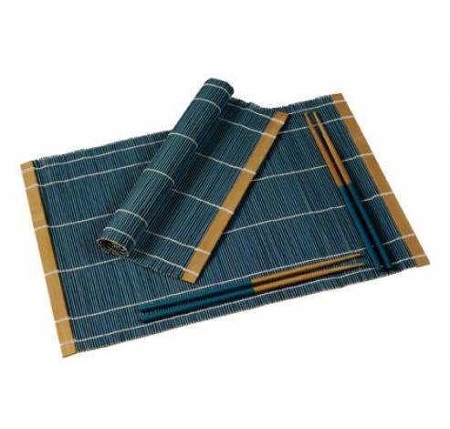 Set van 2 placemats en 2 chopsticks blauw  Typhoon