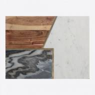Elements planche en bois d'acacia, marbre et pierre 30x39.5x1cm 