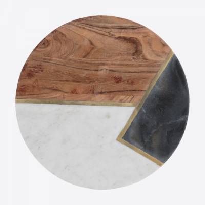Elements planche en bois d'acacia, marbre et pierre Ø 30cm  Typhoon